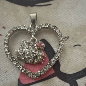 Crystal Heart Pendant Necklace with Pink Accent - Women Jewelry